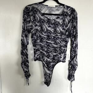 NWT Sheer Marble print bodysuit